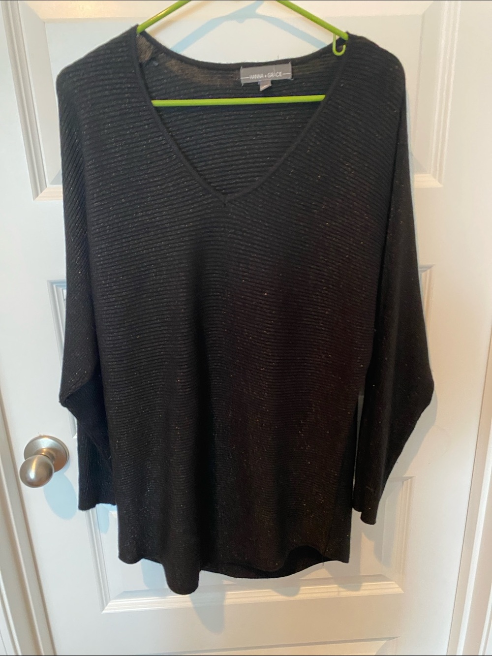 Naven & Grace Black V-Neck Sparkle Sweater